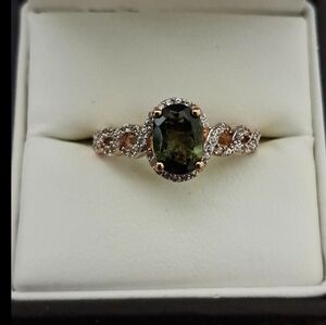 Chrome Tourmaline & White Ziron Halo Enfinity Style Ring.